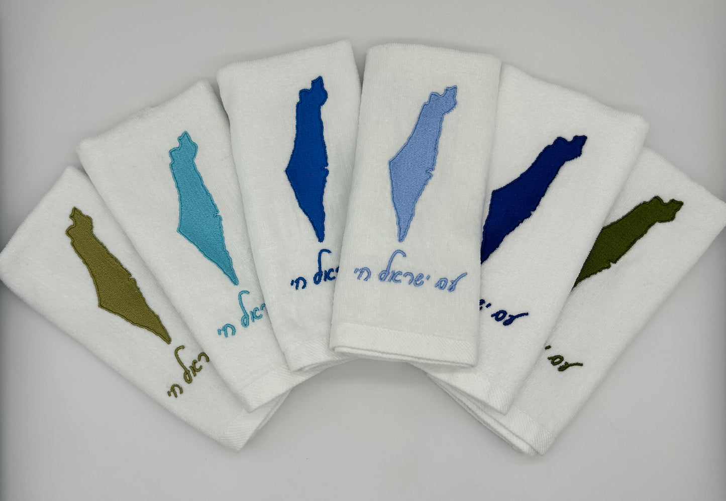 Hand Towels - Solid Colored Israeli Map
