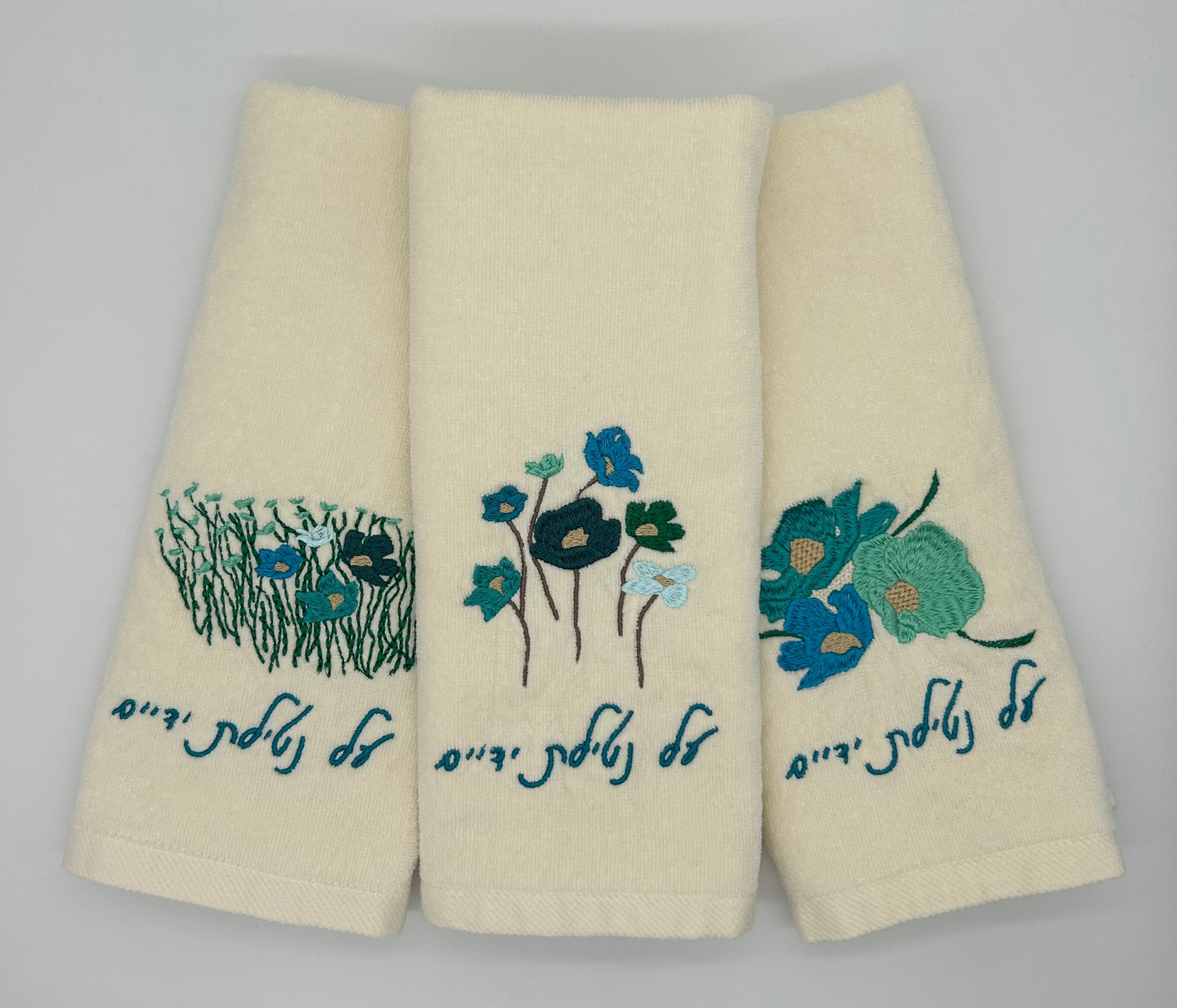 Hand Towels - Aqua Wildflowers