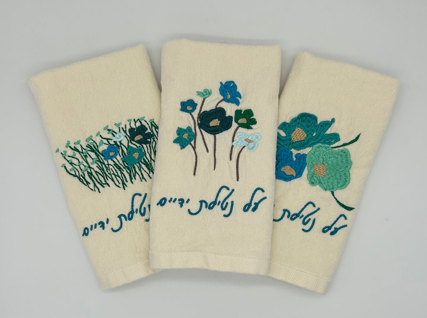 Hand Towels - Aqua Wildflowers