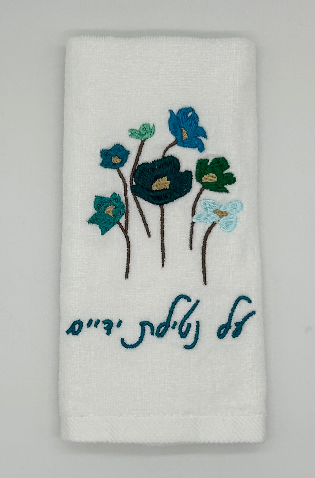 Hand Towels - Aqua Wildflowers
