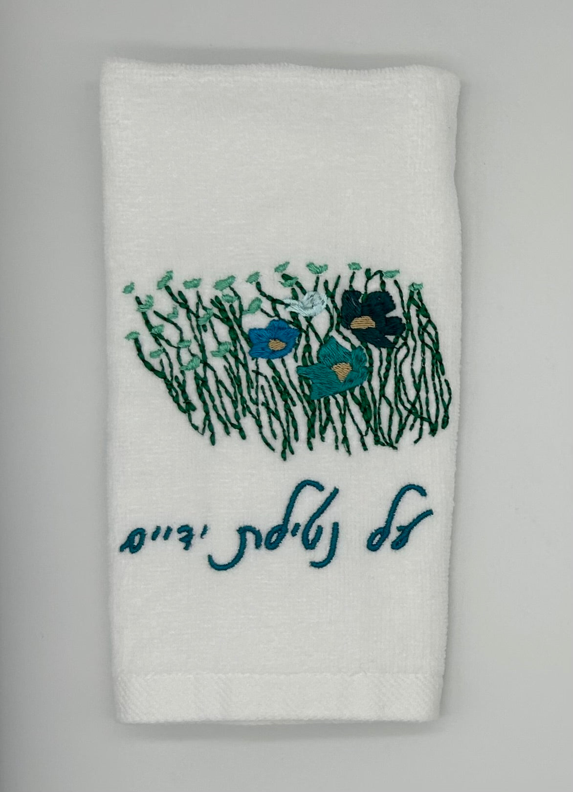 Hand Towels - Aqua Wildflowers