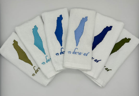 Hand Towels - Solid Colored Israeli Map