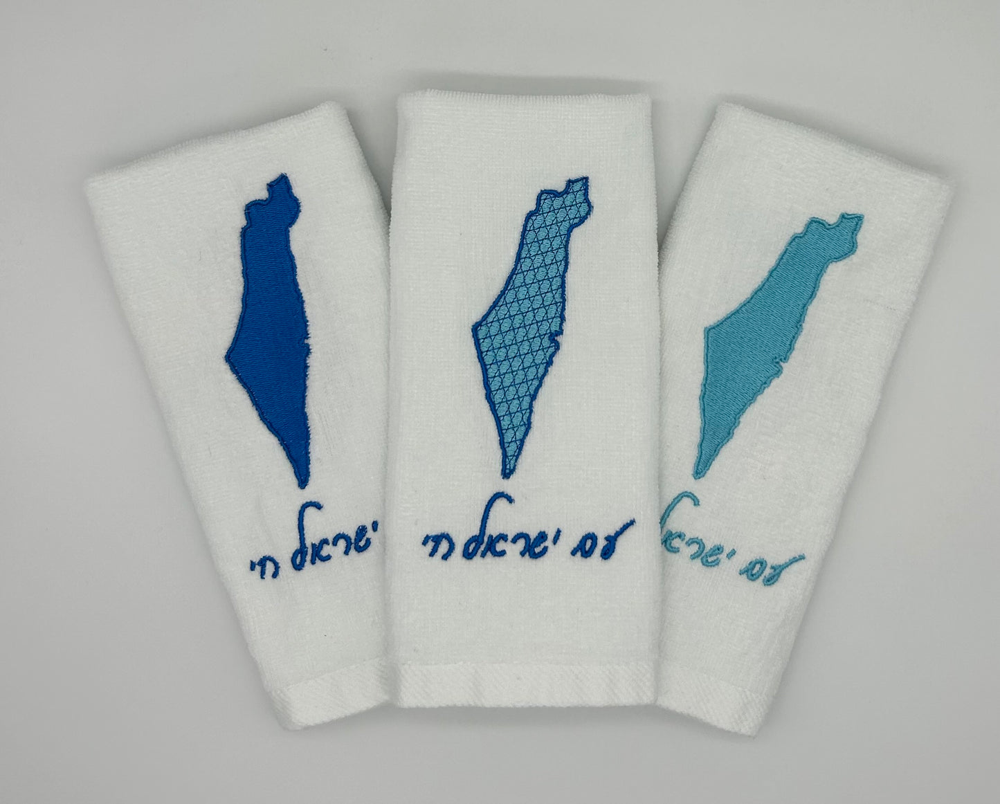 Hand Towels - Magen David Motif Filled Israeli Map