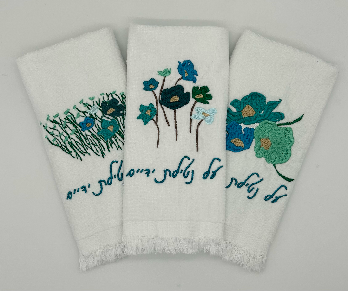 Hand Towels - Aqua Wildflowers
