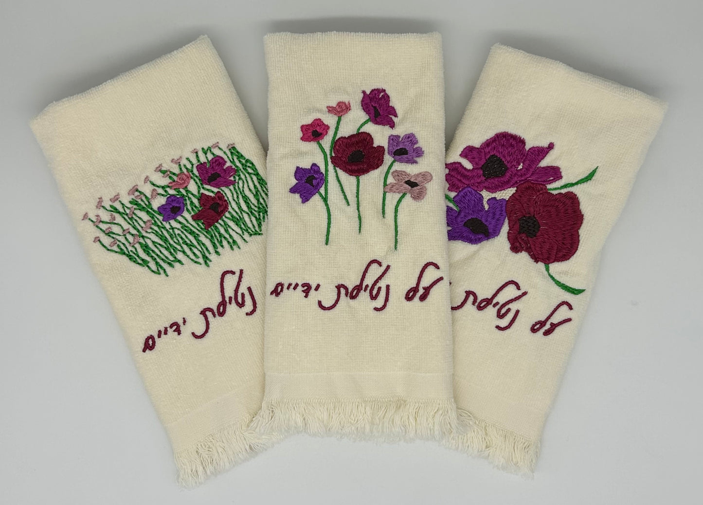 Hand Towels - Fuchsia Wildflowers