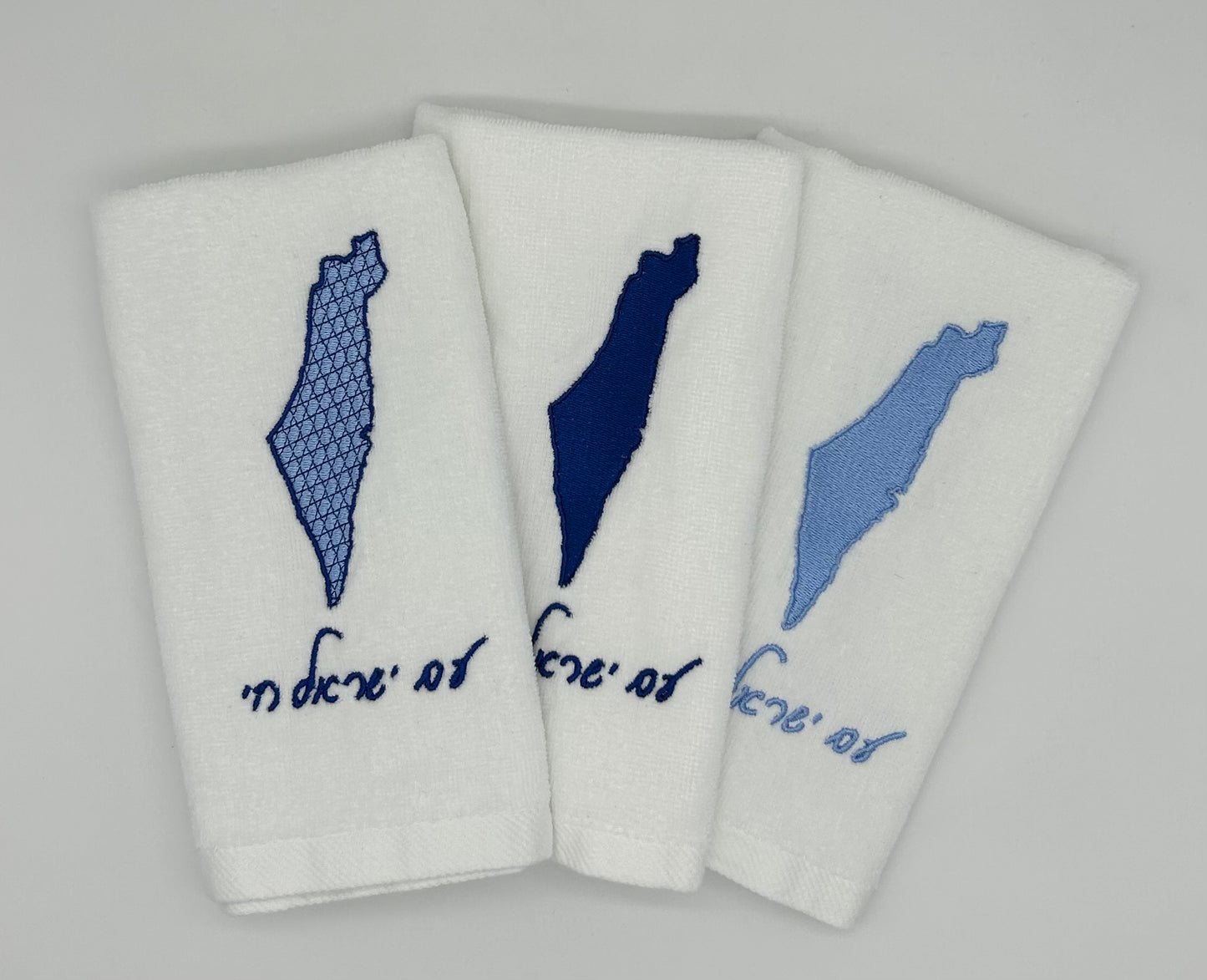 Hand Towels - Magen David Motif Filled Israeli Map