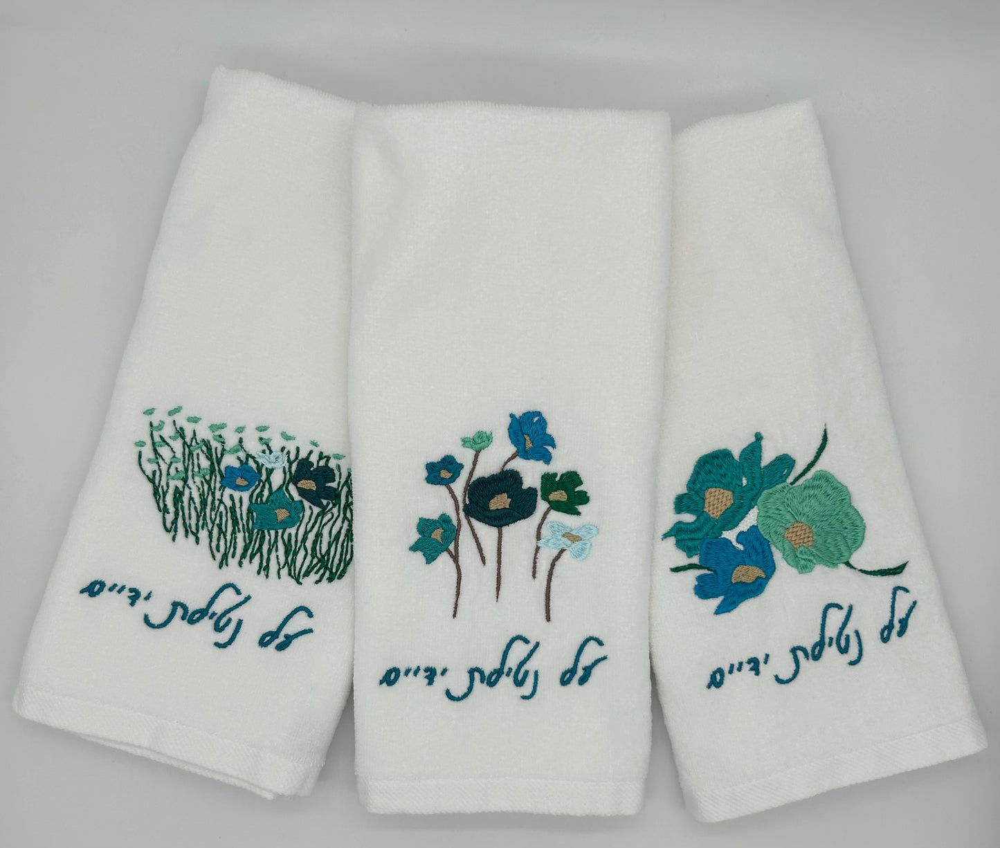 Hand Towels - Aqua Wildflowers