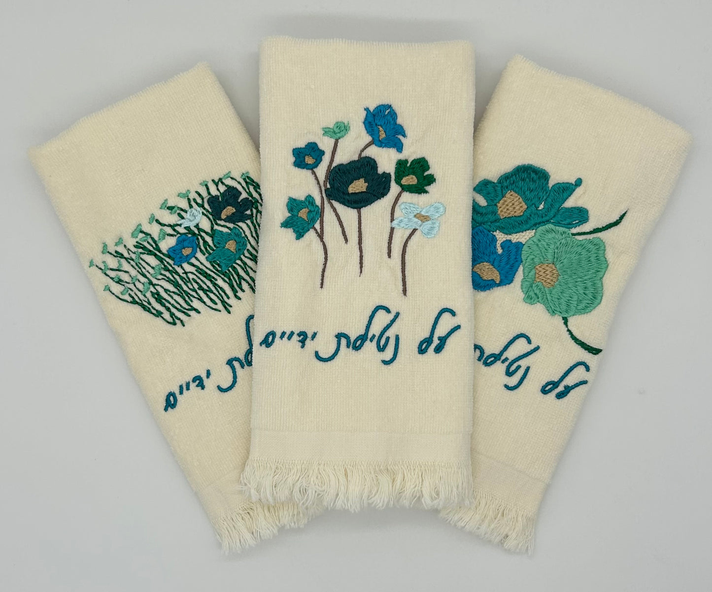 Hand Towels - Aqua Wildflowers