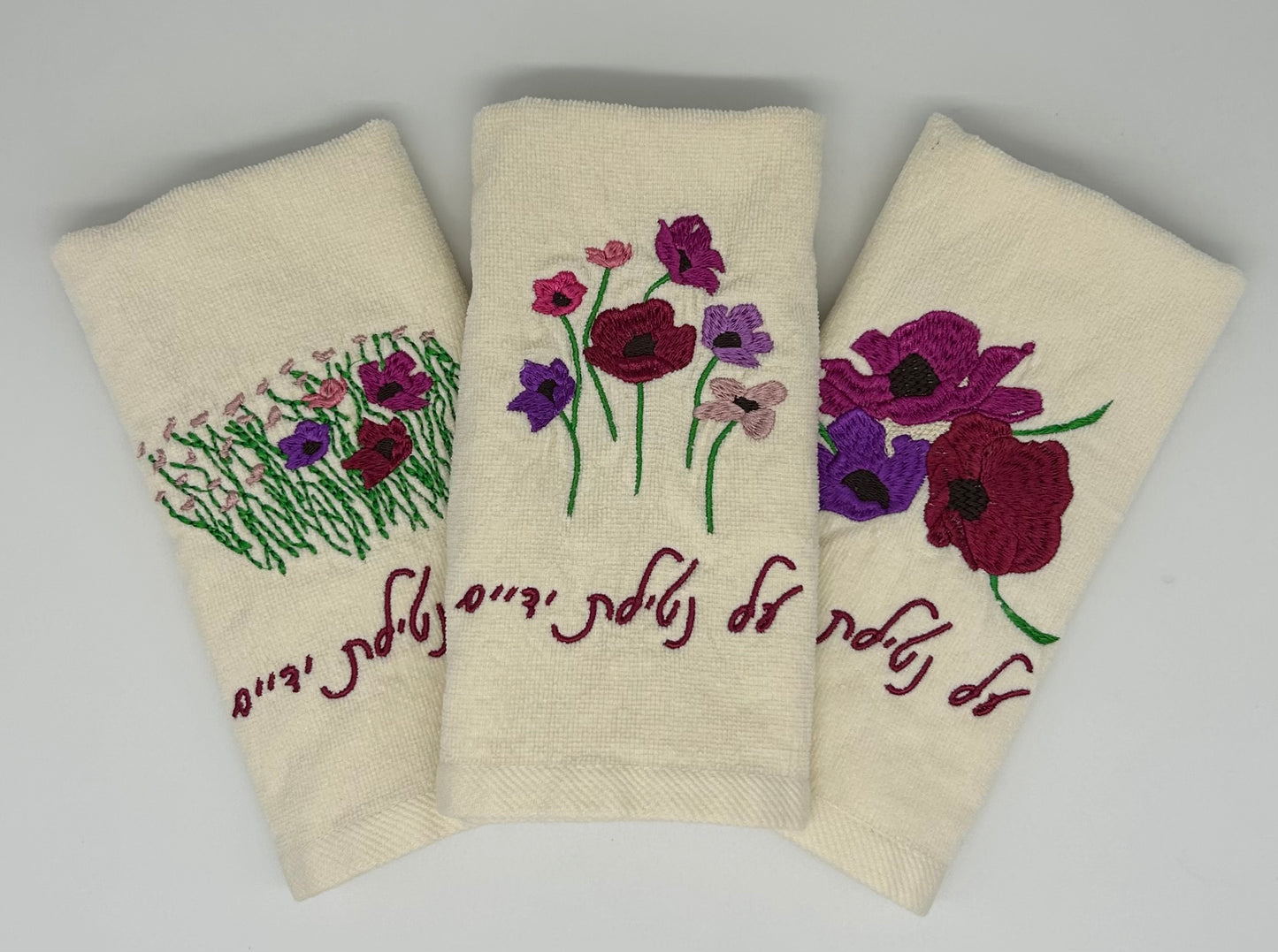 Hand Towels - Fuchsia Wildflowers