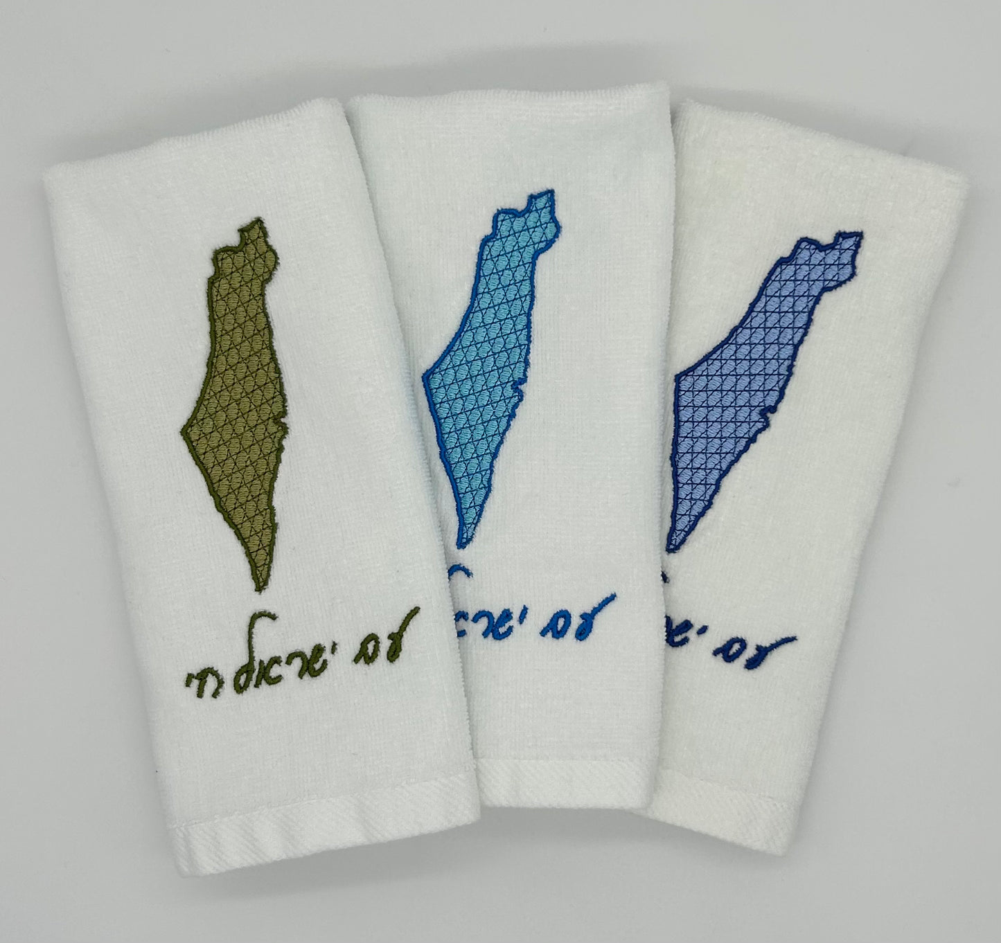 Hand Towels - Magen David Motif Filled Israeli Map