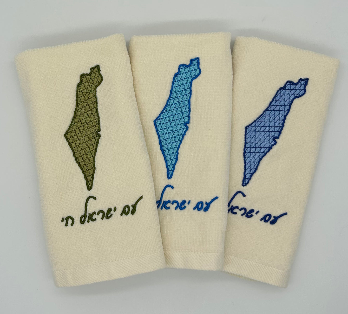 Hand Towels - Magen David Motif Filled Israeli Map