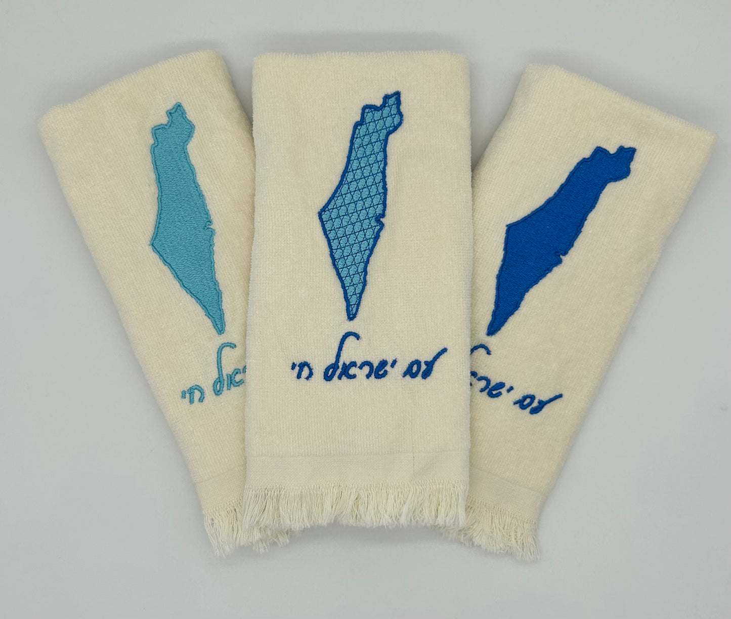 Hand Towels - Magen David Motif Filled Israeli Map