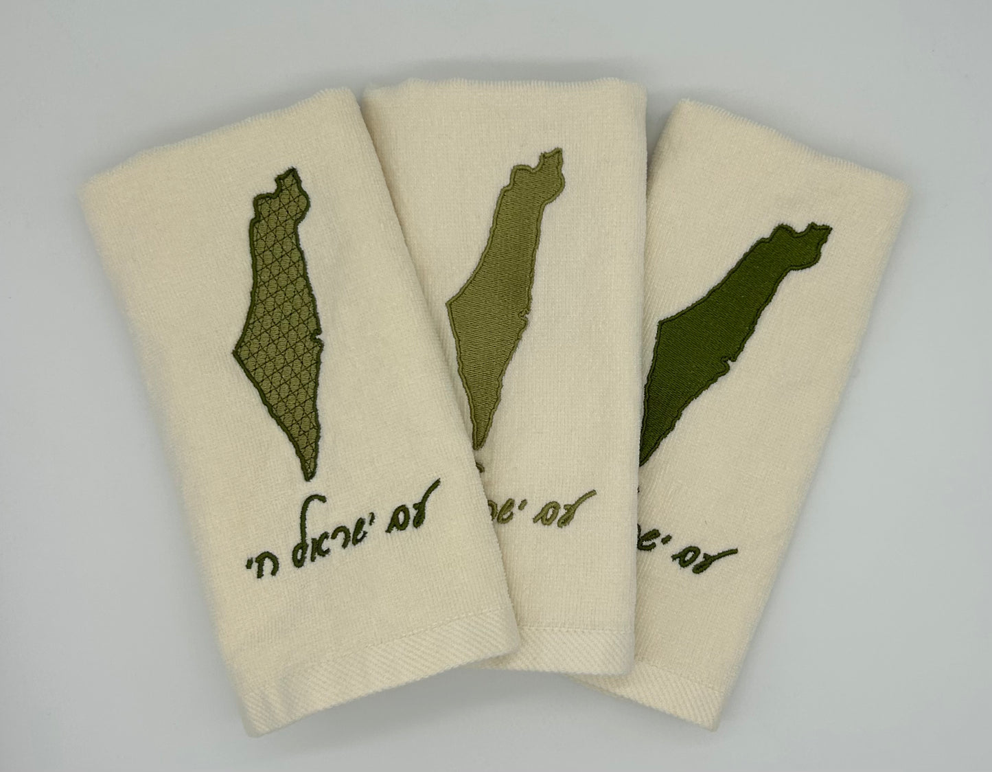 Hand Towels - Magen David Motif Filled Israeli Map