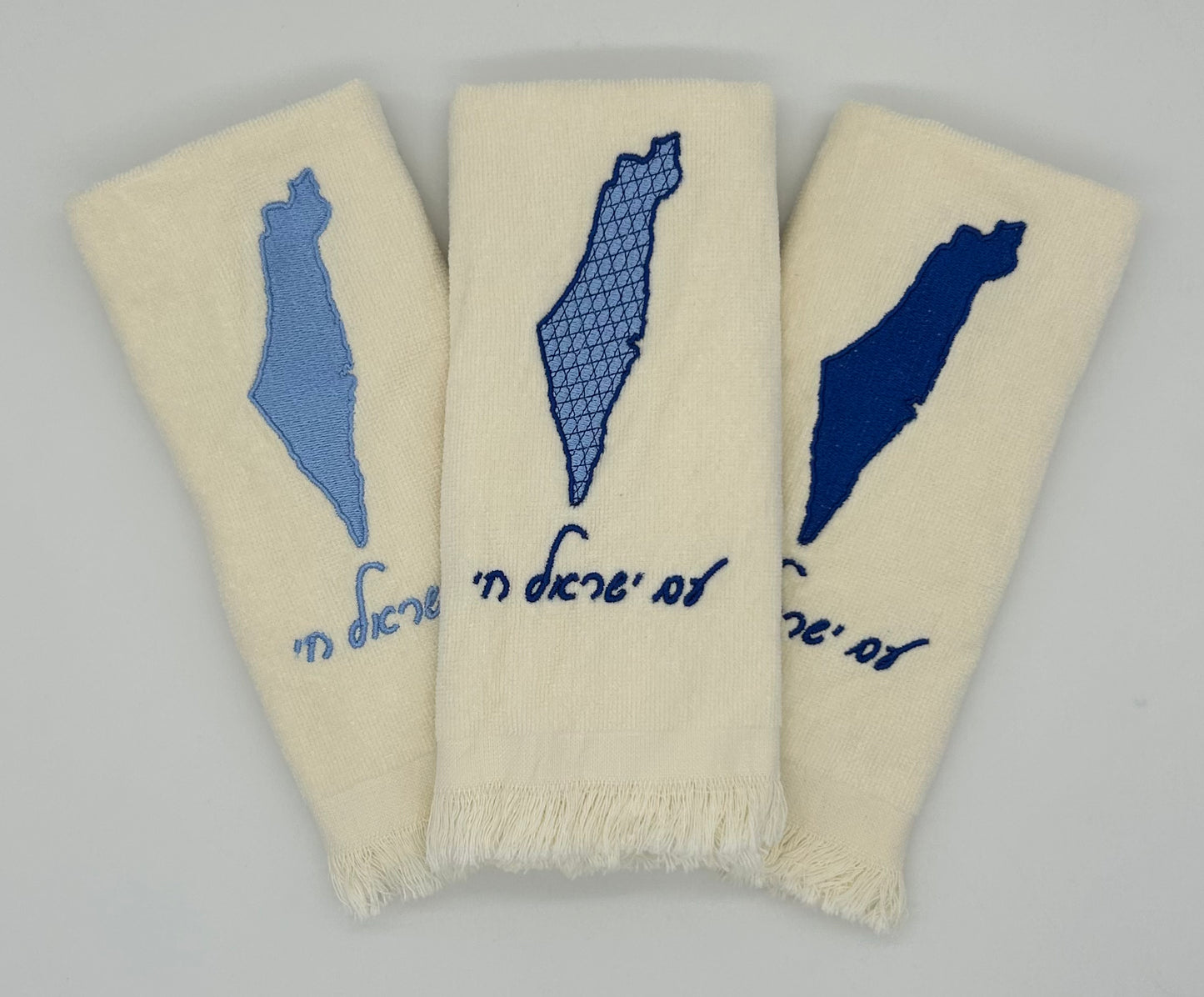 Hand Towels - Magen David Motif Filled Israeli Map