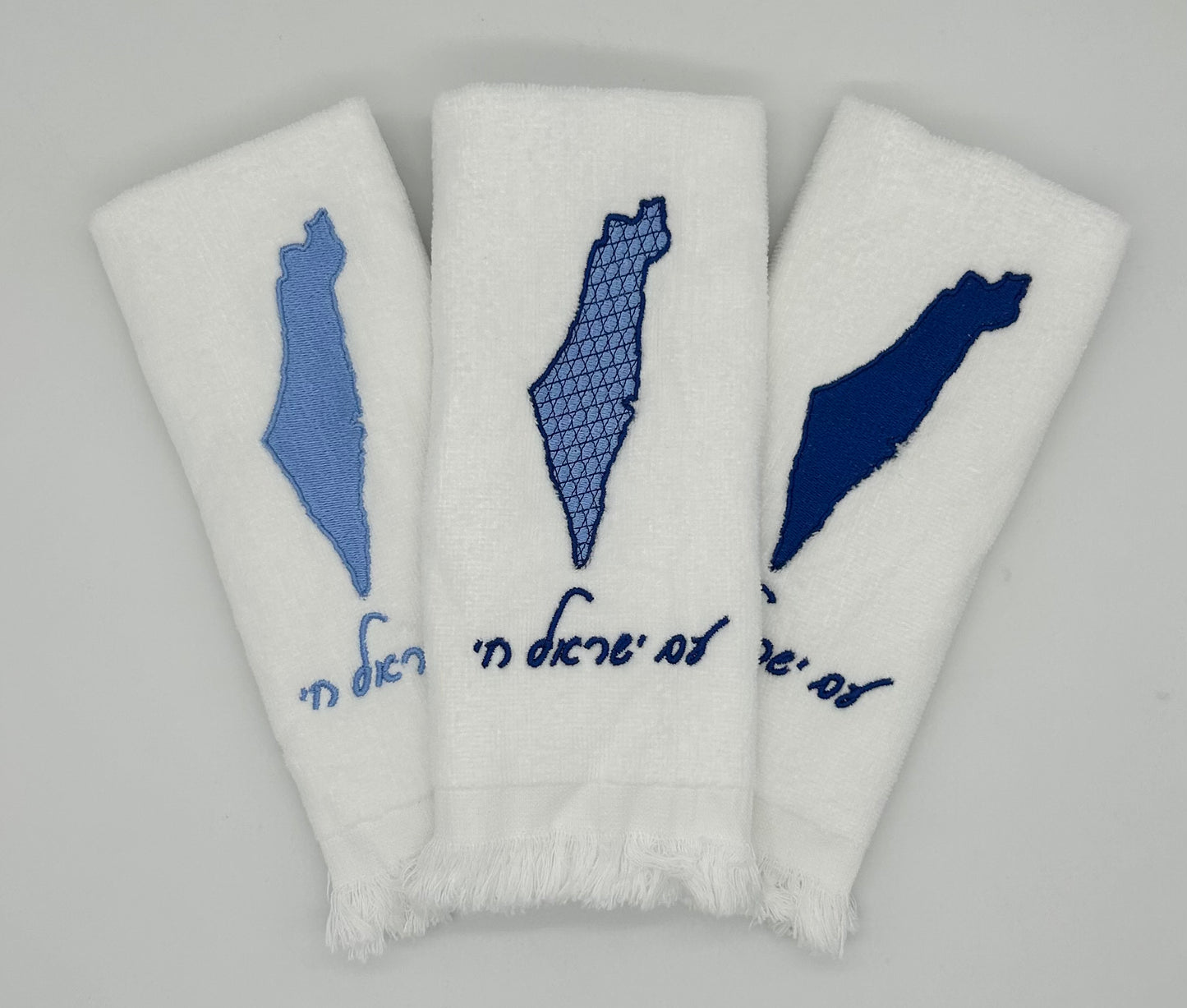 Hand Towels - Magen David Motif Filled Israeli Map
