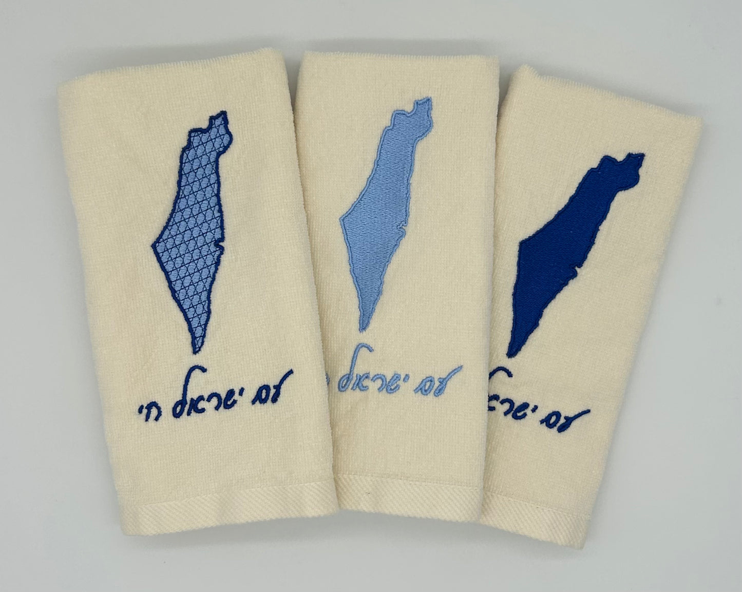 Hand Towels - Magen David Motif Filled Israeli Map