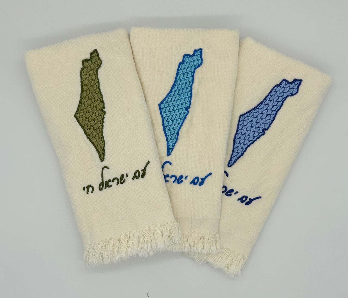 Hand Towels - Magen David Motif Filled Israeli Map