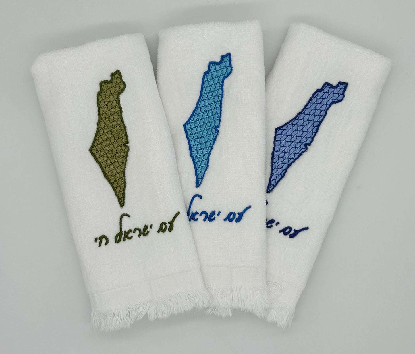 Hand Towels - Magen David Motif Filled Israeli Map