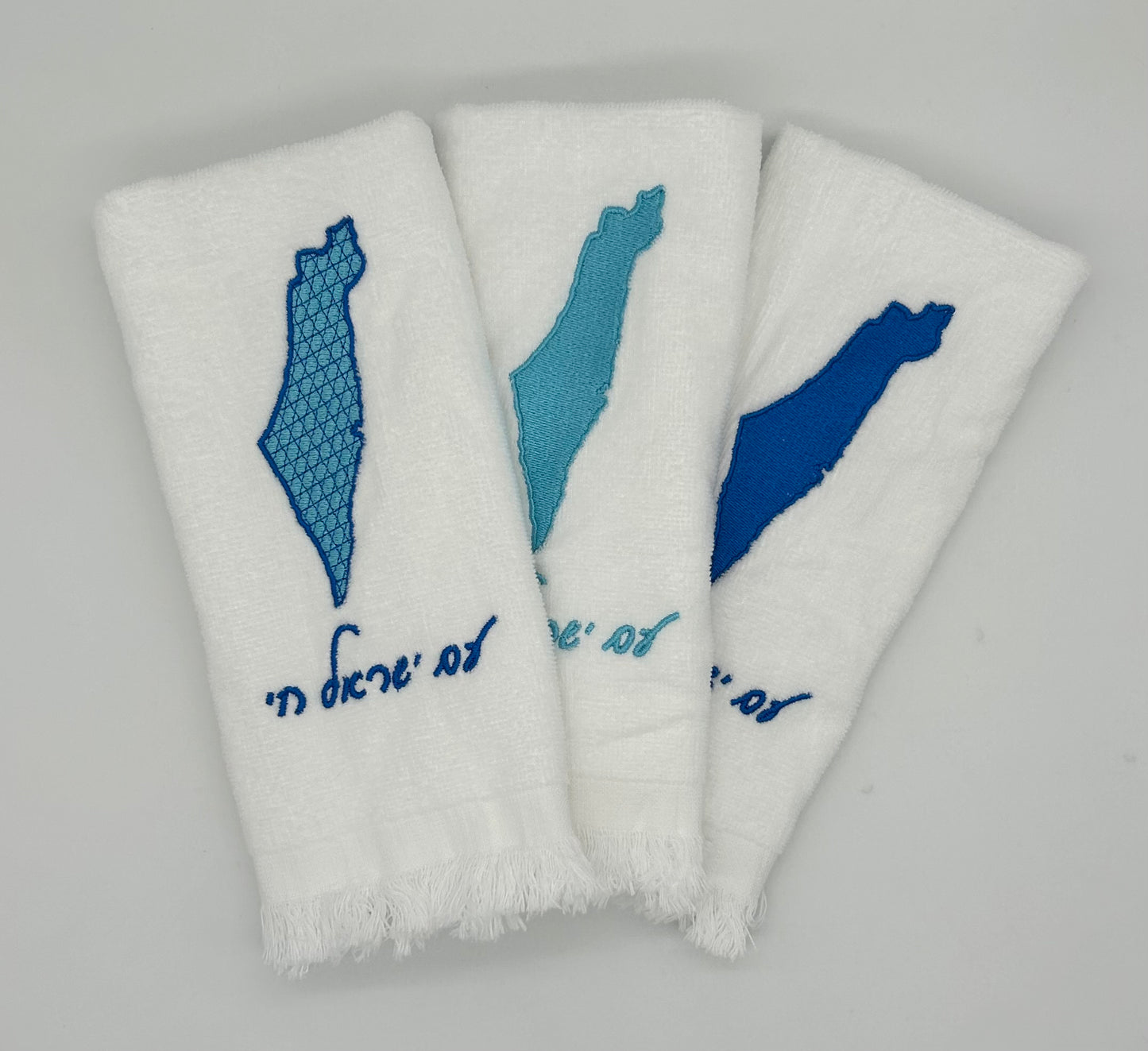 Hand Towels - Magen David Motif Filled Israeli Map