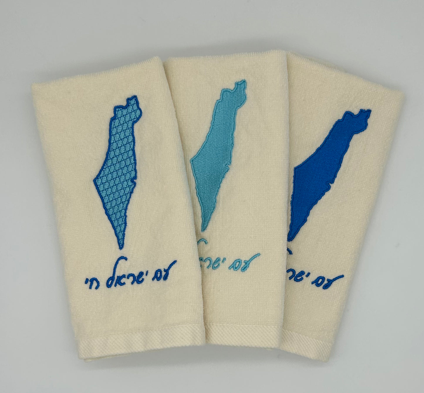 Hand Towels - Magen David Motif Filled Israeli Map